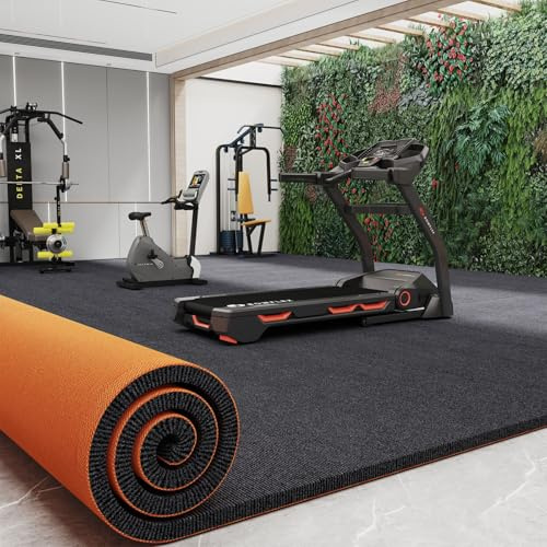 Koncey Soundproofing Mat for Gym, Soundproof Carpet - Non-Slip Floor Mat, Sound Absorbing Rug for Living Room, Bedroom, Office, Commercial Use Large-area Laying(Black,60 x 90 CM)