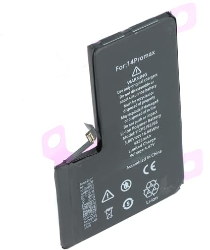 Batteria compatibile con Apple iPhone 14 Pro Max, ai polimeri di litio, 3,86 V, 4323 mAh, 16,68 Wh, senza attrezzi