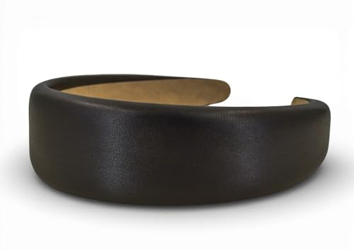 styleBREAKER Damen Padded Haarreif Kunstleder Optik, Schwarz | 4 cm breit, leicht erhöht gepolstert, weich unterfüttert. Flexibel für 54-58 cm Kopfumfang, rutschfeste Innenseite.