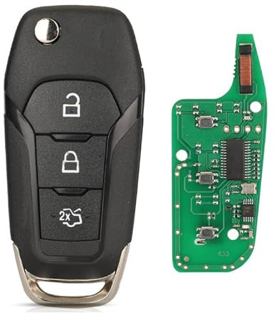 MSKEYZ For 3 Buttons Flip Remote Key Fob For Ford Transit Custom Transit Fiesta Mondeo Focus KA+ Galaxy Mustang Puma S-Max Key Replacement 433MHZ