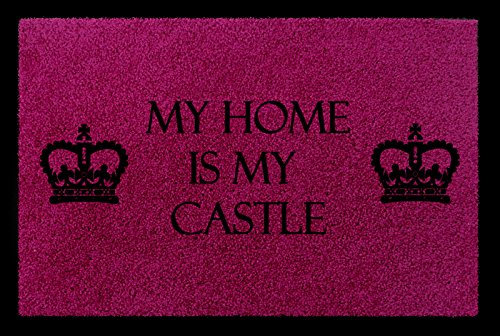 Interluxe FUSSMATTE Türmatte My Home is My Castle Geschenk Einzug Wohnung Haus 60x40 cm Fuchsia