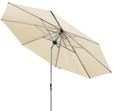 Doppler Active TELESKOP – Innovativer Sonnenschirm ideal für Terrasse und Garten – Knickbar – ca. 340 cm – Natur