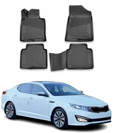 OMAC Fußmatten für Kia Optima 2015-2021 TPE 4X Schwarz | Gummimatten, Automatten, Allwetter, fahrzeugspezifisches Produkt, Antirutsch, 3D-Passform, wasserdicht
