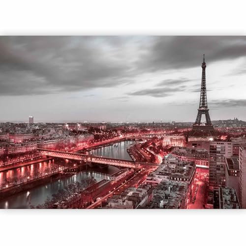murando - Papier peint panoramique ville 350x256 cm - Revêtement mural décoration salon - Design moderne - Architecture rouge france ville paris fleuve tour eiffel d-B-0207-a-d