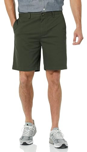 Amazon Essentials Men's Slim-Fit 23 cm (9 in) Chino Shorts, Dark Olive, 31W