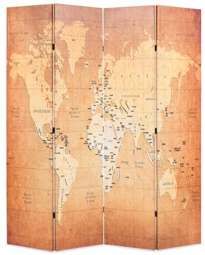 vidaXL Raumteiler klappbar 160x170cm Weltkarte Paravent Trennwand Sichtschutz