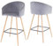Mendler 2er-Set Barhocker HWC-D72, Barstuhl Tresenhocker Küchenhocker mit Lehne, Metall Holzoptik - Samt, grau
