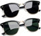 Joopin Halbrahmen Polarisierte Sonnenbrille Herren Retro Zwei Sonnenbrille Damen Grün G15 UV400 Brille Klassisch (Schwarz G15 und Glänzend Schwarz)