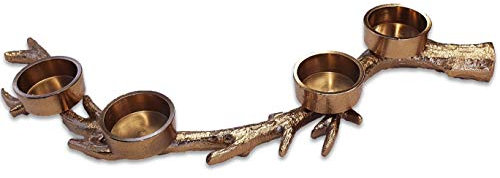 matrasa Weihnachtlicher Teelichthalter Adventskranz Alternative - Geweih 40x15 cm Gold Weihnachtsdeko