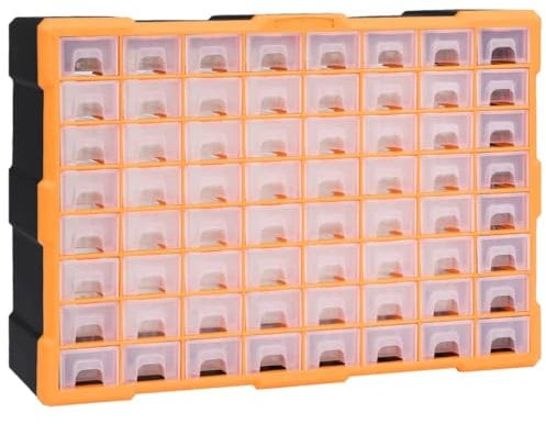 vidaXL Multi-Schubladen Organizer mit 64 Schubladen Sortierkasten Sortimentskoffer Sortimentskasten Sortimentsbox Kleinteilemagazin 52x16x37,5cm