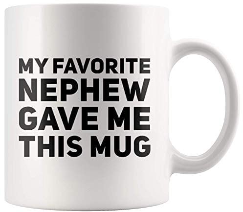 Panvola 'My Favorite Nephew Gave Me This Mug ' Gift to Uncle Auntie Mother's Day Father's Day New Aunt Funcle Ceramic Coffee Cup (11 oz)