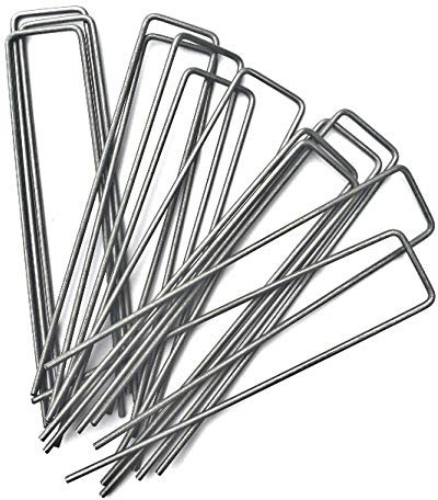 Erdanker Bodenanker Erdnägel Zeltheringe Stahl Bodenanker Zeltnägel Galvanischer Stahl Verzinkt f. Unkrautvlies Zelt Erdspieß Hering Uförmig (3x20 cm, 10 Stück)