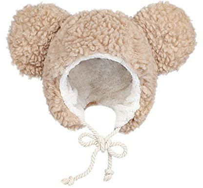 Wintermütze Damenmützen Mädchen Beanie Winter Mütze Warme Schalmütze mit Zwei Bommeln Plüschmütze Bommelmütze mit Bärenohren Damen Mütze Winddicht Schlupfmütze mit Kinnriemen Winterzubehör Kopfwärmer