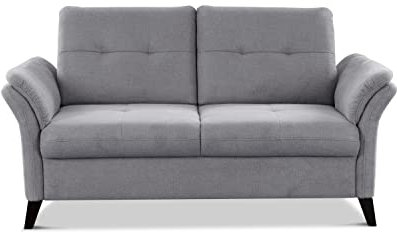 CAVADORE 2er Sofa Grönland / Skandinavische 2-Sitzer-Couch mit Federkern + Sitztiefenverstellung / 173 x 90 x 102 / Flachgewebe, Grau