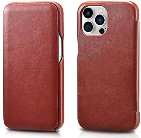 FUTLEX Leather Folio Case Compatible with iPhone 13 Pro - Vintage Style Genuine Leather Flip Folio Design Cover - Built-in Magnetic Closure - Red