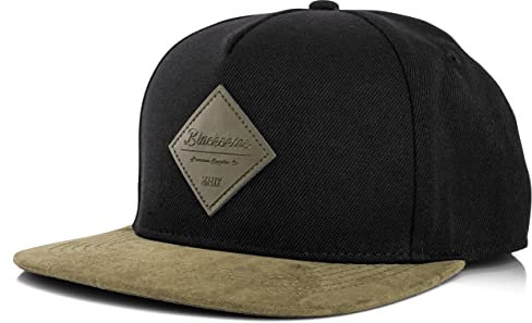 Blackskies® Port Huron Snapback Cap | Damen Herren Baseball Mütze Kappe Basecap Suede Schirm - Schwarz Olive