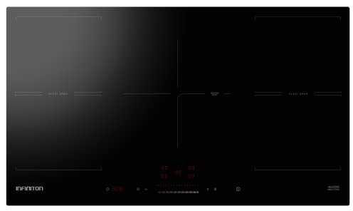INFINITON IND-594B - Placa de inducción multizona, ancho 90cm, 5 zonas, 9 niveles de potencia, Modo Boost, Temporizadores individuales, Función Keep Warm