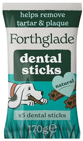 Forthglade Natural Dog Dental Sticks (10 x 185g Bags), 50 Sticks - Plant-Based & Grain Free Dog Treats, Dental Chews for Fresh Breath, Removes Plaque and Tartar, Resealable Bags