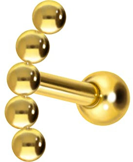 PIERCINGLINE Titan Ohrpiercing 5 Kugeln Piercing Schmuck Ohr Stecker Helix Goldfarben