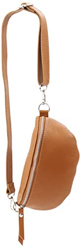 SH Leder ® echt Leder Hüfttasche Damen Herren Unisex Gürteltasche für Festival Reise Bauchtasche kleine Crossbody Bag Frauen Ledertasche 23x12cm AVA G292 (Hell Cognac)