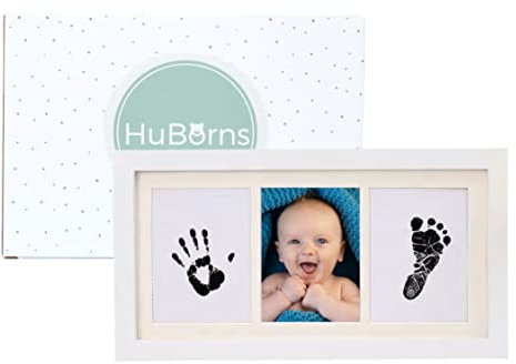 HuBorns - Bilderrahmen Fußabdruck Baby mit ungiftiger Tinte um ein Einzigartiges Souvenir zu Schaffen, Handabdruck Set Baby als Geschenke zur Geburt, Fussabdruck Baby Abdruckset mit Fotoplatz