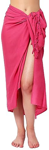Große Auswahl an Pareo Sarong Tuch Damen Herren - Wickelrock Strand - Strandtuch blickdicht als Wickeltuch oder Handtuchkleid und Wickelkleid Unisex Frauen und Männer einfarbig Uni mit Schnalle