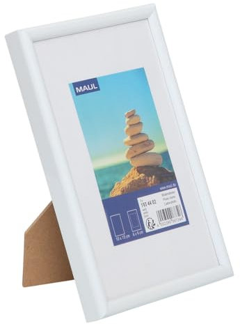 MAUL cadre photo MAULart 30 x 40 cm | Cadre photo en plastique pour format portrait ou paysage | Avec passe-partout | Cadre interchangeable à poser | Idéal pour photos et collages | Blanc