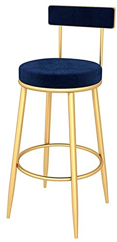 JUNNIU Simple Modern Home Esszimmerstuhl mit goldenen Beinen, Barhocker mit Samtpolster und runder Fußstütze, Sitzhöhe 75 cm (Farbe: Blau) Decoration