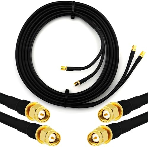 15m SMA Stecker auf SMA Stecker Doppel-Koaxialkabel — HF-240 (LMR 240 Äquivalent) Twin Verlängerungskabel Antennenkabel — WiFi RF Antenne GSM LTE 4G 5G 6G Router Signalverstärker Lora Ham CB Funk