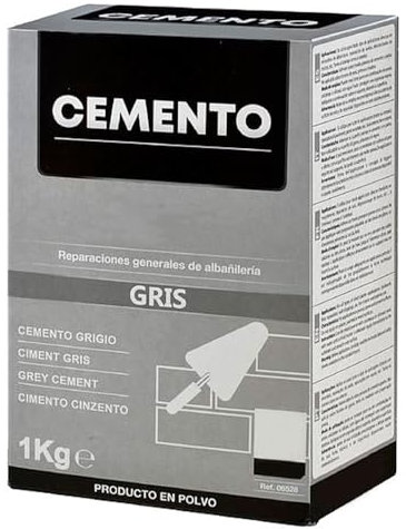 Tradineur - Cemento en polvo, reparaciones generales de albañilería, suelos, muros, uso interior y exterior, fabricado en España (Gris, 1 kg)