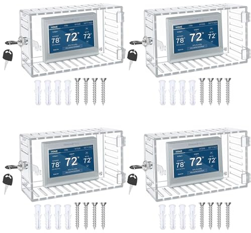 Protection Thermostat, Boîtier Thermostat avec Clé, Protection Panneau Thermostat pour Thermostats La Maison 7.9 H X 4,7 W Pouces Ou Moins (4 Pièces)