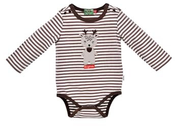 BONDI Body langarm geringelt ´Hirsch´, stripe brown/offwhite 80 Bergliebe Artikel-Nr.93923