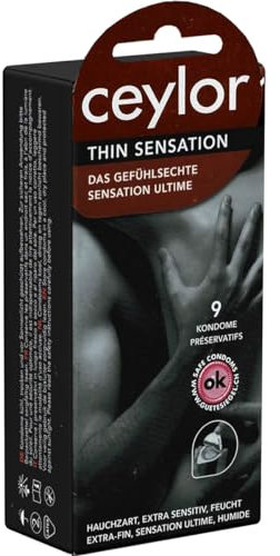Ceylor Thin Sensation 9 extradünne Kondome, verpackt im hygienischen Dösli für einfache Handhabung, Top-Qualität, Qualitätsmarke aus der Schweiz