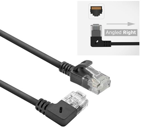 ACT Câble réseau CAT6A coudé à 90° vers la droite, U/UTP LSZH - Câble LAN fin de 3,6 mm - Câble Ethernet flexible avec fiche RJ45 - Pour une utilisation dans les centres de données, 5 m, vers la