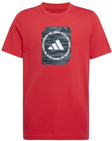 adidas Boy's CAMO Box Junior Boys Tshirt, Pure Ruby, 15-16 Years