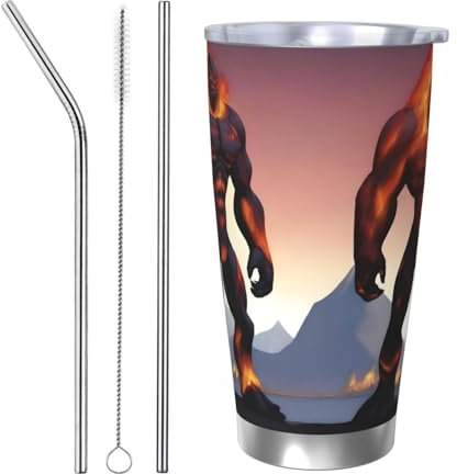 WapNo Magma - Taza de café con patrón gigante de 20 onzas, taza de café aislada de acero inoxidable, taza de viaje para uso en la oficina y el coche