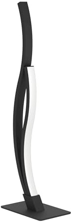EGLO LED Nachttischlampe Grisolia, geschwungene Tischlampe | Zimmer Deko Schlafzimmer, Wohnzimmerlampe aus Metall und Kunststoff in Schwarz, neutralweiß, H 45,5 cm