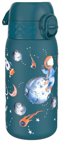 ion8 Botella Termica de Agua Acero Inoxidable para Niños, 320ml, a Prueba de Fugas, Fácil de Abrir, Cerradura Segura, Aptas para Lavavajillas, Asa de Transporte, Fácil de Limpiar, Viaje Espacial
