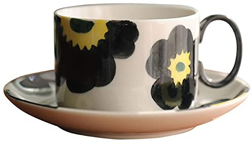 EPOTRDCV Tee-/Kaffeetasse, Retro-Nachmittagstee, Blumen-Teetasse, Teetasse und Untertasse im japanischen Stil, Set mit handbemaltem Muster, Kaffeetasse, Wohnzimmer, Haush