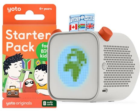 Yoto Player (3rd Gen.) + Starter Pack for Big Kids Bundle – Bluetooth Audio Speaker, All-in-1 Screen-Free Device Plays Stories Music Podcasts Radio White Noise Thermometer Nightlight
