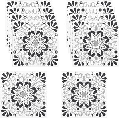 Colcolo Lot de 10 Autocollants carrés à Motifs Floraux Vintage pour carrelage, Papier Peint, rétro, pour Meubles, Salle de Bain, C