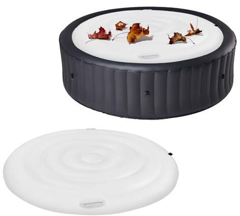 Yallmie 160cm Whirlpool Abdeckung Rund, Aufblasbare Abdeckung Whirlpool mit Griffe Pool Aufblasbare Abdeckung Runder, Thermoabdeckung Whirlpool Rund, PVC Aufblasbare Thermoabdeckung Wind Regenfest