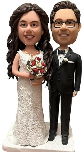 Helgee Individuelle Wackelkopf-Paare, Hochzeitskleid, Wackelkopf, personalisierbar, voll, Action-Figur basierend auf Ihrem Foto, benutzerdefinierte personalisierte einzigartige handgefertigte
