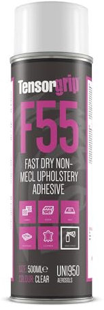 F55 Fast Dry Non-Mecl Foam Spray Adhesive 500ml – High Strength Glue for Upholstery, Fabrics, Foam & Wood Bonding