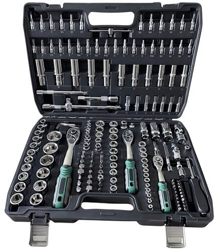 172-Piece Socket Driver Bits Set - Ratchet Wrench Set with Various Sockets, Spark Plug Sockets, Ratchet Wrenches, Screwdriver Bits for Car, Bike Repair and DIY