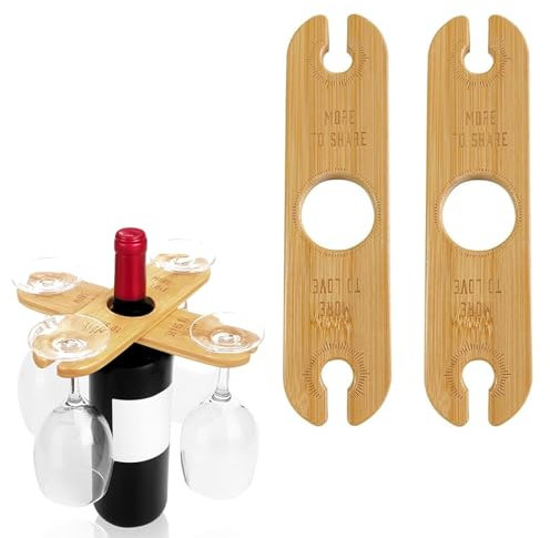 DiBaiHuiHomer 2 Stück Weinglashalter Holz,Hölzerne Weinglassstand,Hölzerner Rotweinglasstand,Weinflaschen und Gläserhalter aus Holz,für Picknick Weinprobe Hochzeit Gartenparty.