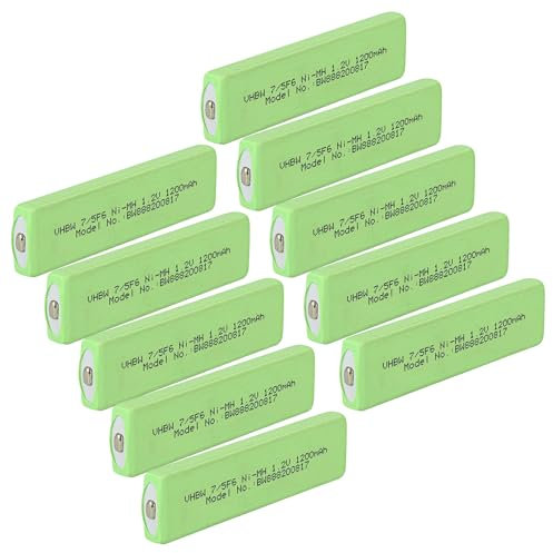 vhbw 10x Battery Cell compatible with Aiwa AM-HX30, AM-HX50 Mini Disc Player, CD Player (1100 mAh, 1.2 V, NiMH), 7/5F6, Button Top