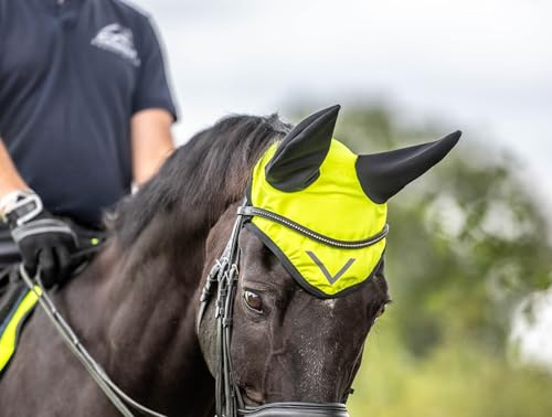 Ruggles Hi-Viz Ohrhaube - Fliegenschleier für Pferd und Pony - Gelb, Orange (Gelb, Cob)