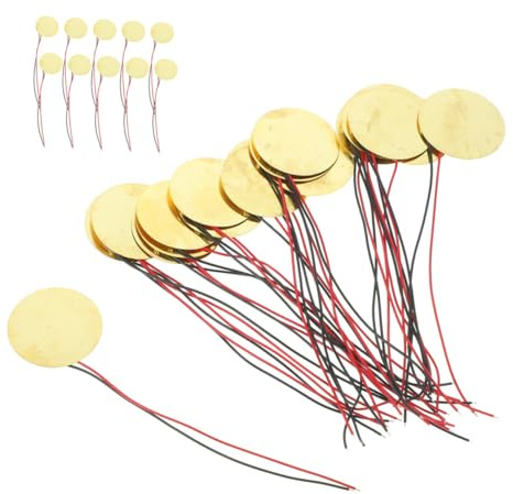 Zerodeko 40 Stück Gitarren Piezo Summer Mit Anschlussdrähten 27mm Piezoelektrische Keramikscheiben Für Akustische Instrumente Stabiler Signalgeber Für Gitarren Trigger Und Tonabnehmer