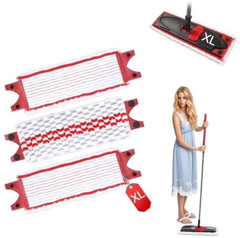 3 Pièces Serpillere Recharge pour Balai Microfibre Kit, pour Vileda Ultramax XL Easy Wring Absorbante Recharge, pour Enlevez Les Taches Sales Gardez Le Sol Propre, Lavable en Machine (3)